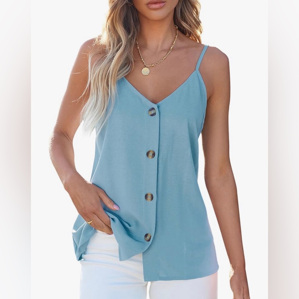 Sky Blue Button Down Tank Top Small Like New